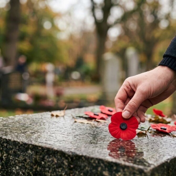 solemn-adult-person-placing-red-poppy-flower